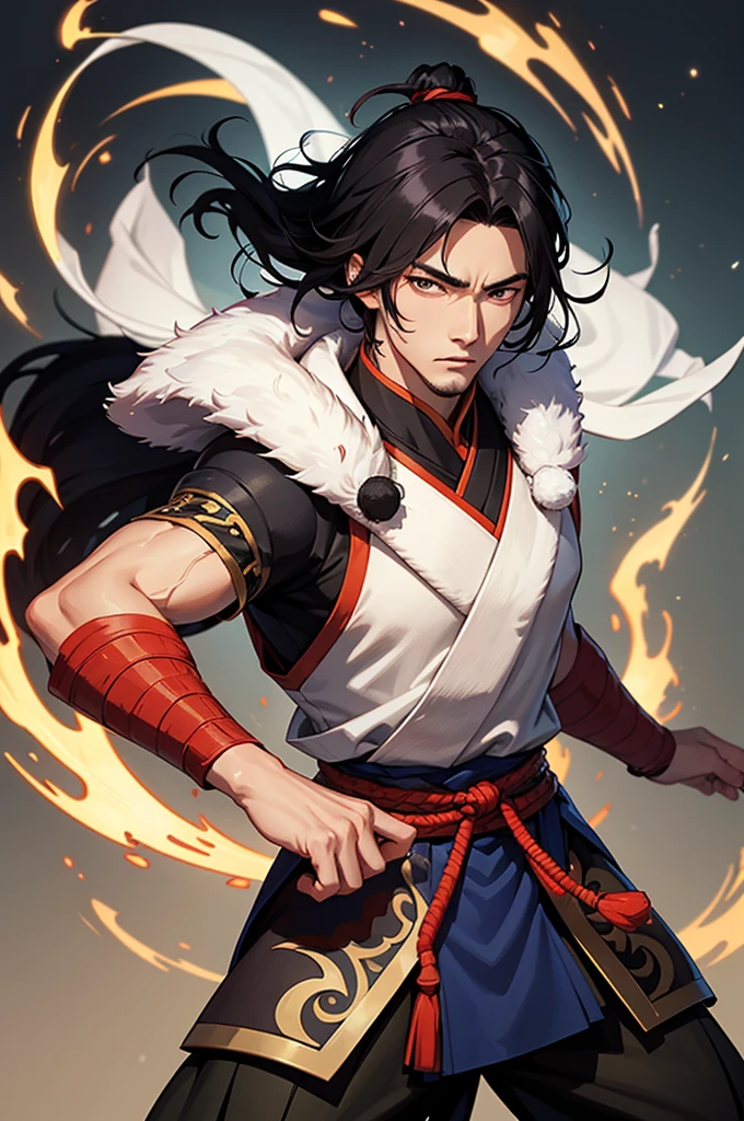 A handsome Murim warrior from the Tang clan in Sichuan, illustration from a manhwa comic.