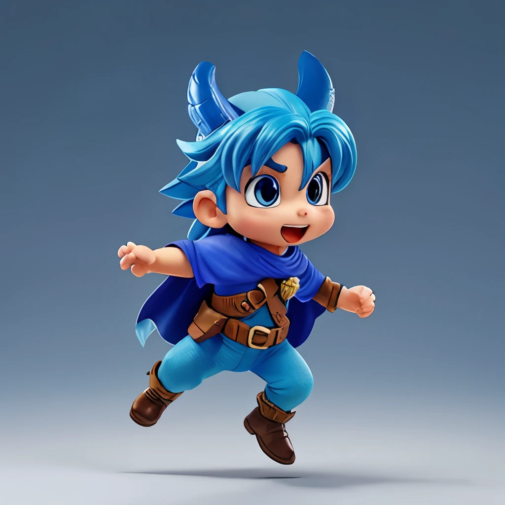A hero from Dragon Quest、(No background)、Blue Hair、Jump