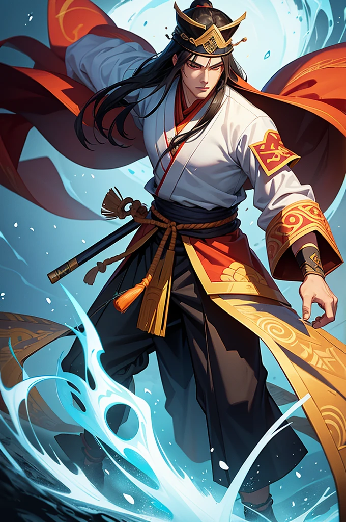 A handsome Murim warrior from the Tang clan in Sichuan, illustration from a manhwa comic.