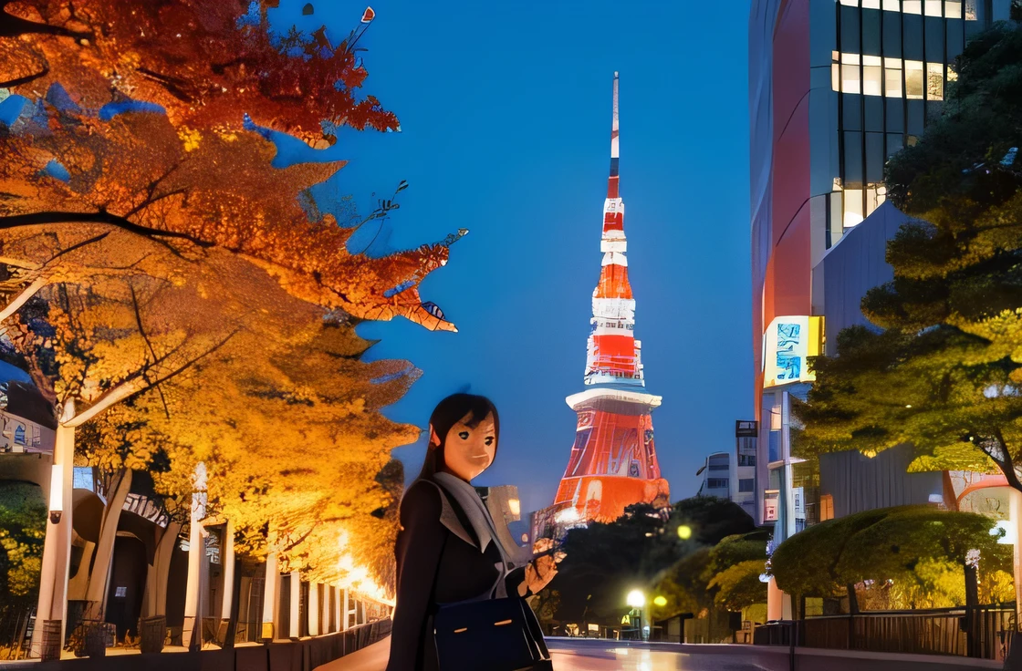 Tokyo Tower、woman、sightseeing、whole body