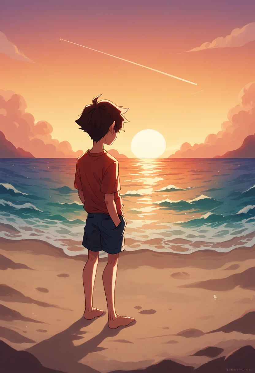landscape, summer, sunset, okinawa, sea, uninhabited, beach, nobody, hot weather, sunset, HD detail, ultra detail, film, hyperrealism, soft light, deep focus bokeh, ray tracing, art station pixiv gwise, makoto shinkai, art germ