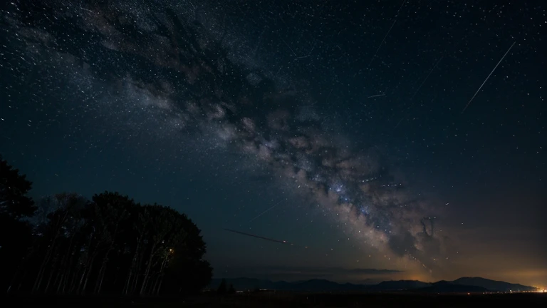 Shooting star in a dark sky.
