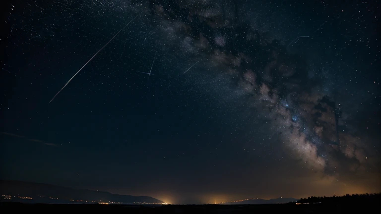 Shooting star in a dark sky.