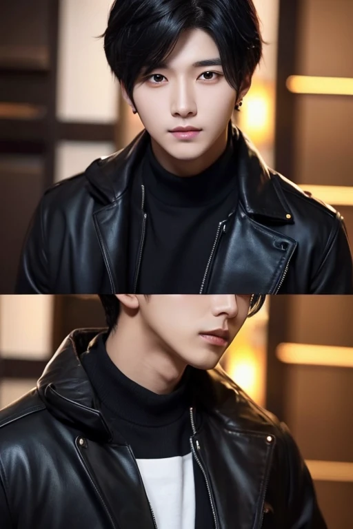 male、Like KPOP Idol、Black Hair、Handsome、high quality、Biological personality、Black Riders