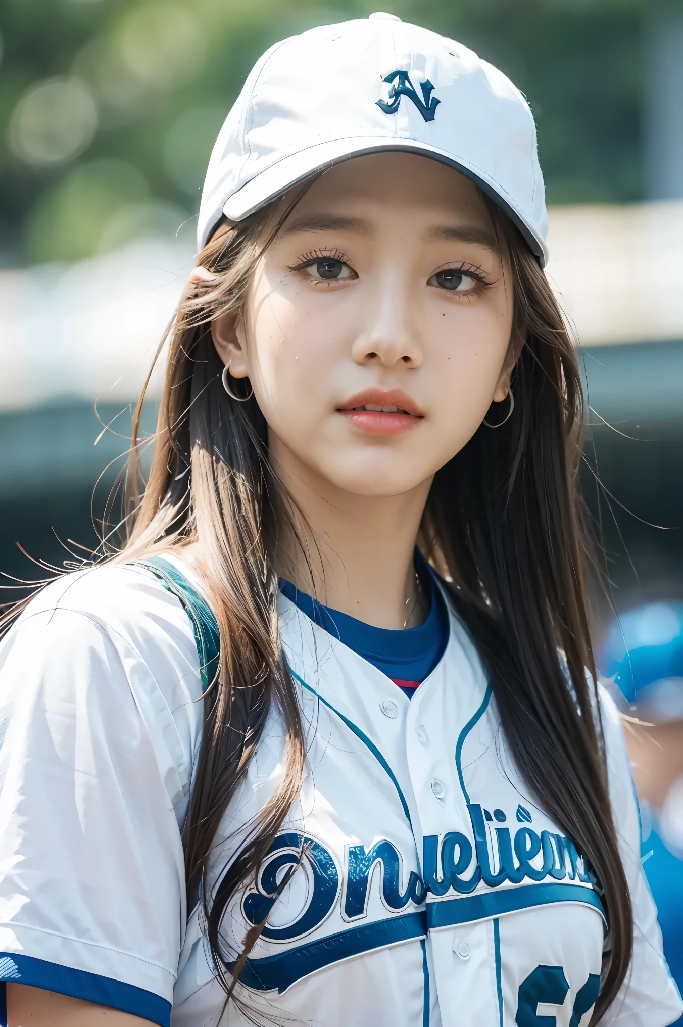 a Beautiful woman,baseball,