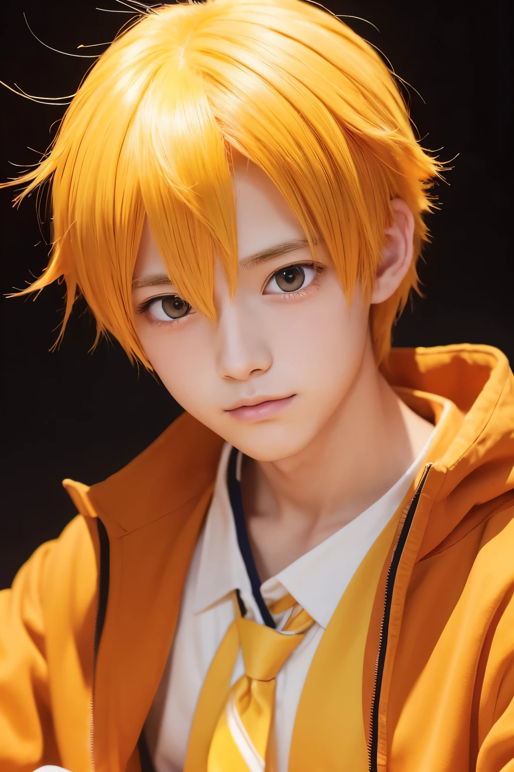 Anime character, male high school student, yellow and orange gradient hair color。
Gentle EyesPlaying the PianoAnimeAnimation