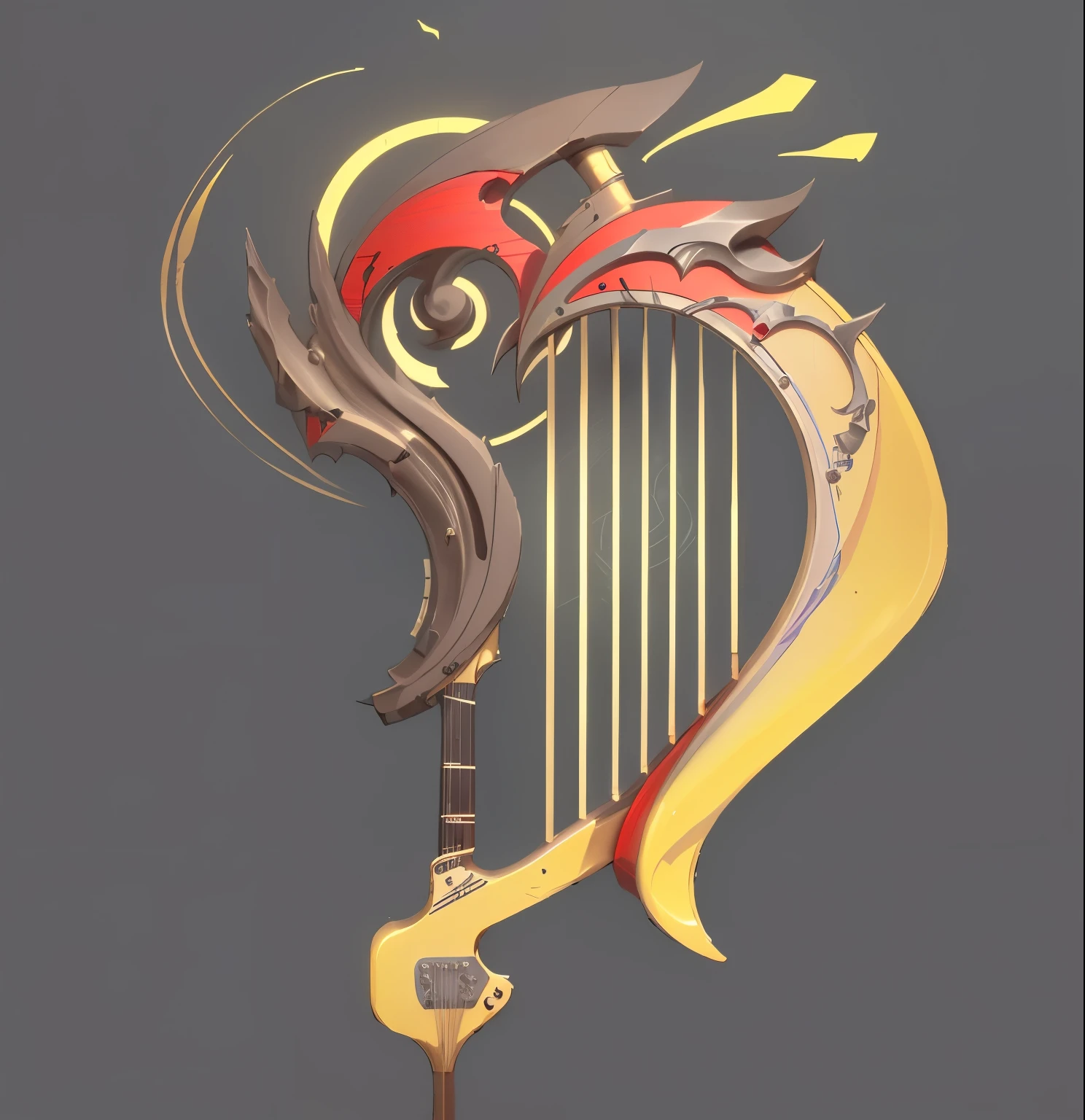 ,guitar Concept Art, harp, More's art style, sickle设计, (Fantasy Violin), 奇幻sickle, Concept map, Fantasy Violin, sickle, finished Concept Art, painted as a game Concept Art, stylized Concept Art, Concept Art, Concept Art, Concept Artwork