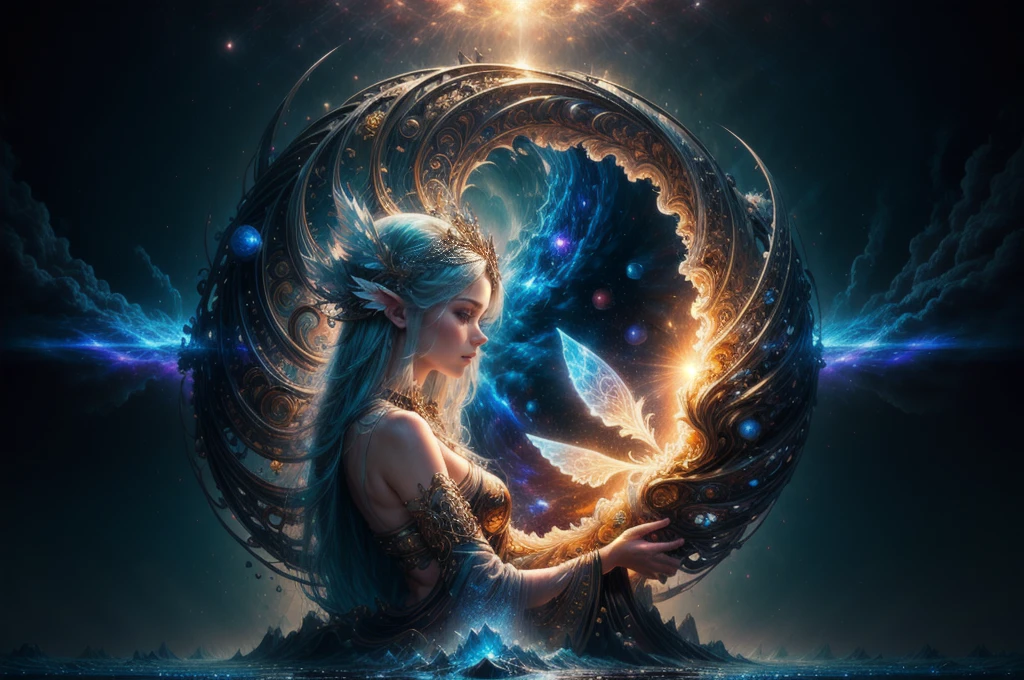 Immersion in the ether, flowing with the eternal soul through the vibration of love, everything is connected, Flowing Energy, spiritual, divine, fairy, Space, conceptual art, Feminine beauty, God, fairy art, Erotic, biomechanical