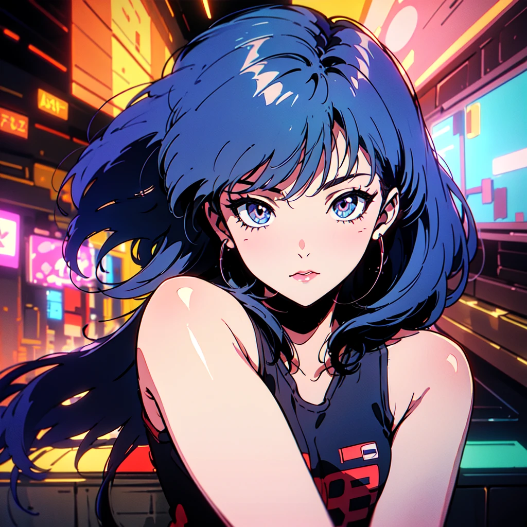 A city pop poster with a retro 80s feel、Imagine the album cover。With the highest quality anime illustrations、There is one blonde girl with short hair.。Her eyes shine blue、Dressed in rapper style clothing、I'm wearing headphones。
The image is in a dynamic pose.、Drawn from a novel angle。Created in high definition like 4K、Creates the feeling of being in a dark room。The room was lit by blue lights.、It has a fantastic atmosphere。The room is a small space like a 1K.、The window offers a view of downtown Shinjuku.。
This work depicts a night city enveloped in neon lights.、This will be a record that allows you to fully enjoy the charm of city pop.。