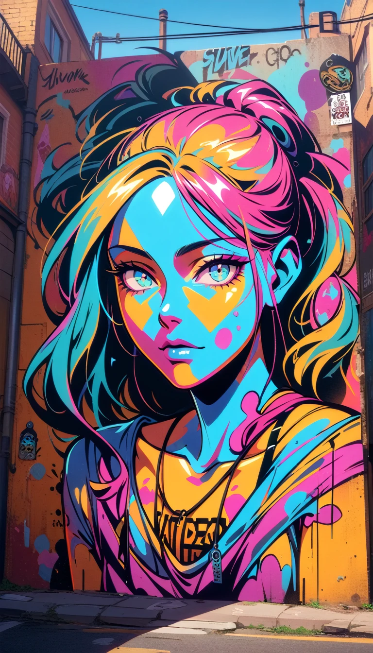 ((best quality)) , ((masterpiece)) , (detailed)，Jean-Joseph Benjamin-Constant, Glowwave, Photograph, Jake Parker, Alan Davis, Hipster Art, Cleancore, Art Deco Girl, Monstrous and Boring, Swirling, Metalcore, Film Washi, portrait art by Stanisław Ignacy Witkiewicz, detailed, intricate, background inspired, luxury, pure,(((Graffiti style ， Street art, vibrant, urban, detailed, tag, mural)))