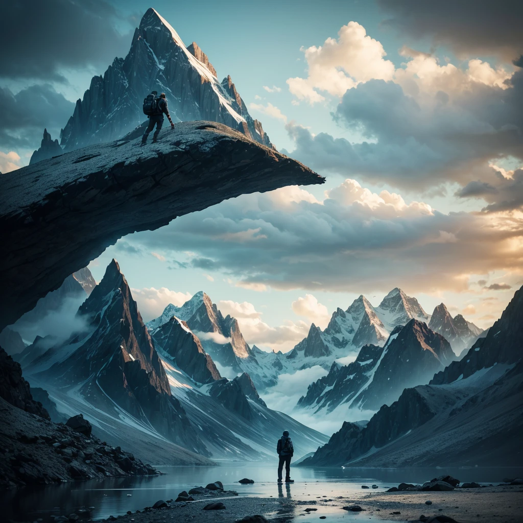 album cover, high quality design, futuristic, simple, chill ambiance, sky, sky fall, great screen, future, dreams, hope, nature, mountain, cleansy
