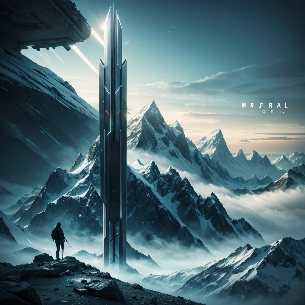 album cover, high quality design, futuristic, simple, chill ambiance, sky, sky fall, great screen, future, dreams, hope, nature, mountain, cleansy