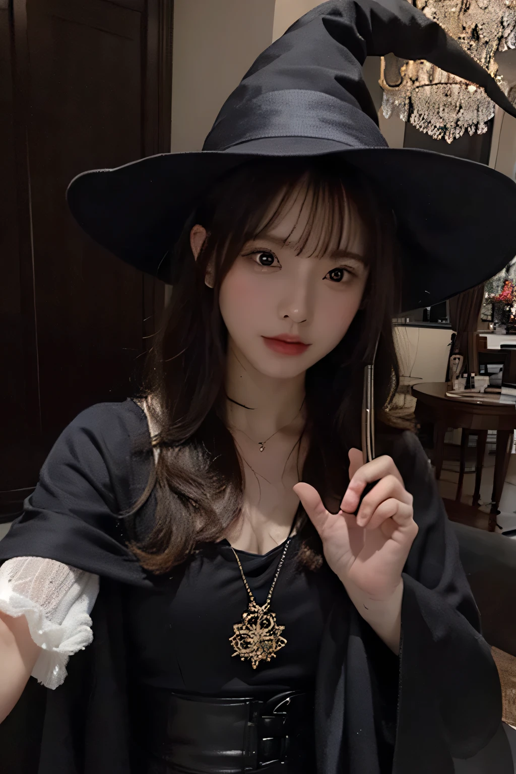 Witch,UHD, high quality, best quality, 16k,4K(8K),city,Wizard,Selfie