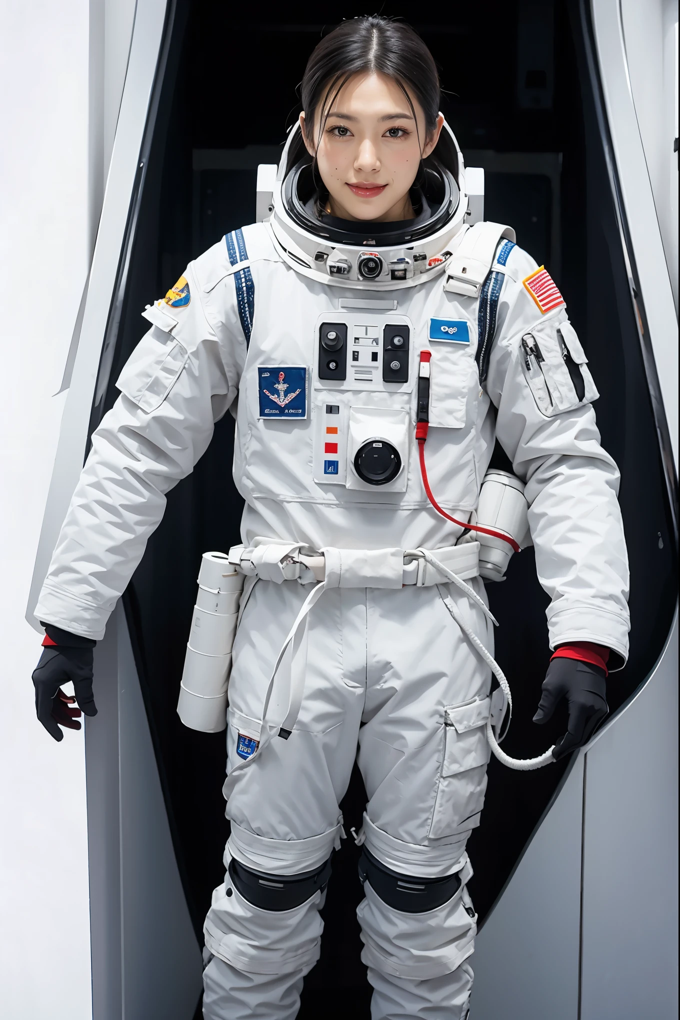 male pilot, (standing close to solar eclipse), landscape, huge sun solar eclipse background, elegant, wearing spacesuit, tight clothes, open clothes, unzipped, blush, masterpiece, best quality, detailed background, depth of field, intricate details, (muscular), (large pectorals), (puffy nipples), 