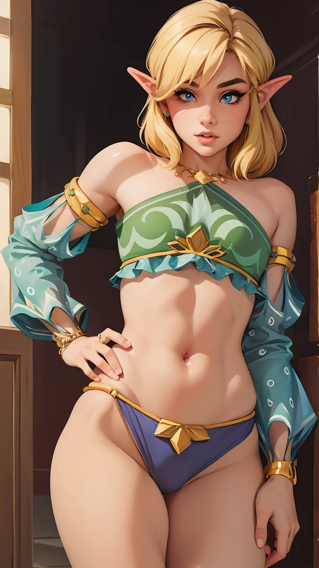 ((masterpiece)), ((best quality)), (detailed), perfect, solo, link, gorgeous boy, luscious lips, blonde hair, sexy,