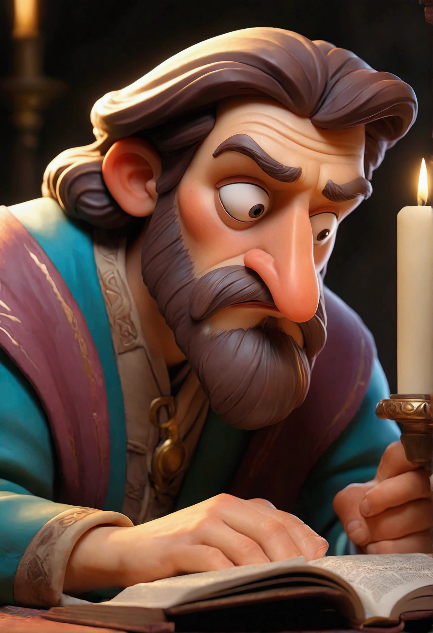 (work of art, Maximum quality, best qualityer, man reading the holy bible. Highlight for the open bible