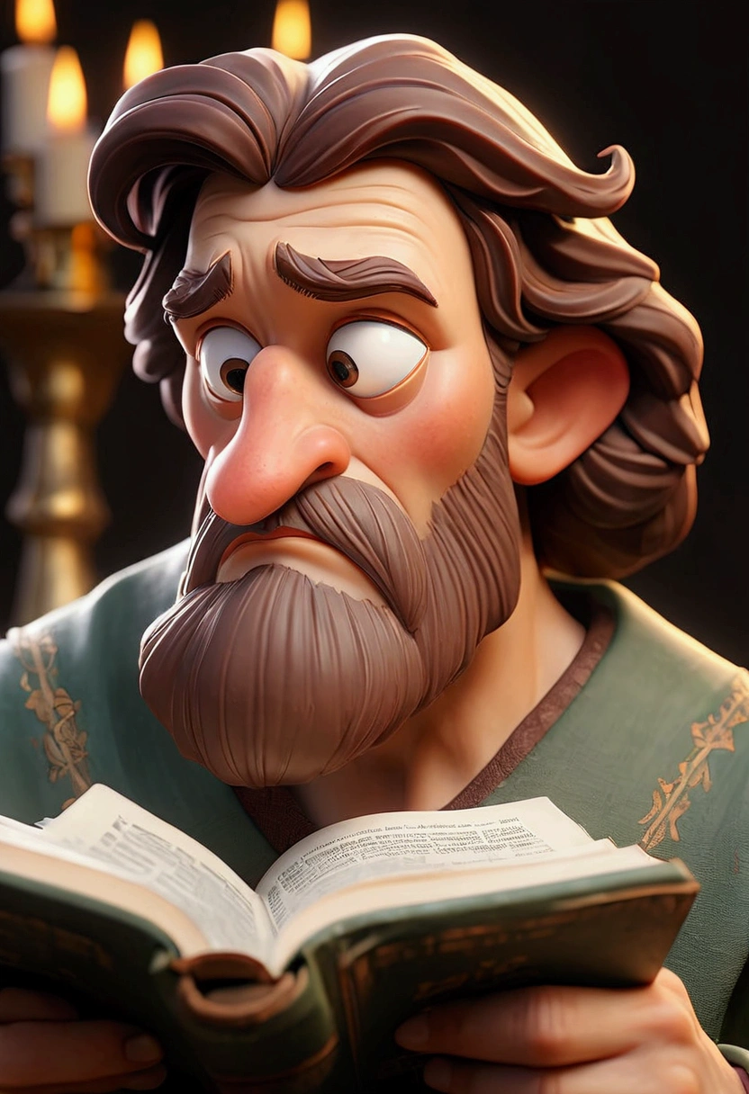 (work of art, Maximum quality, best qualityer, man reading the holy bible. Highlight for the open bible
