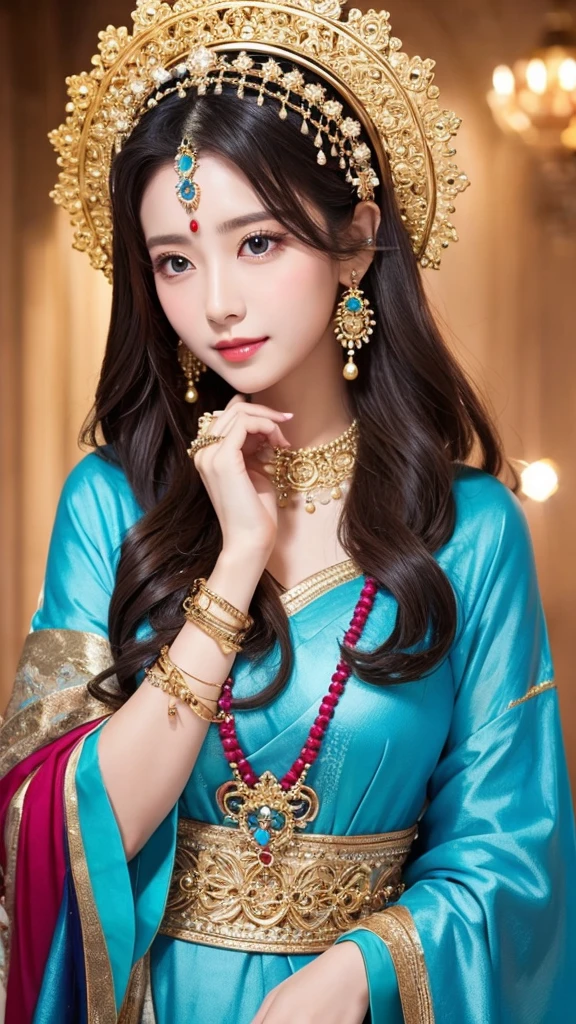 gorgeous、goddess、accessories、Clothes that don't reveal golden skin、Light、short hair、crown、Asian Woman、Beauty、Sparkling