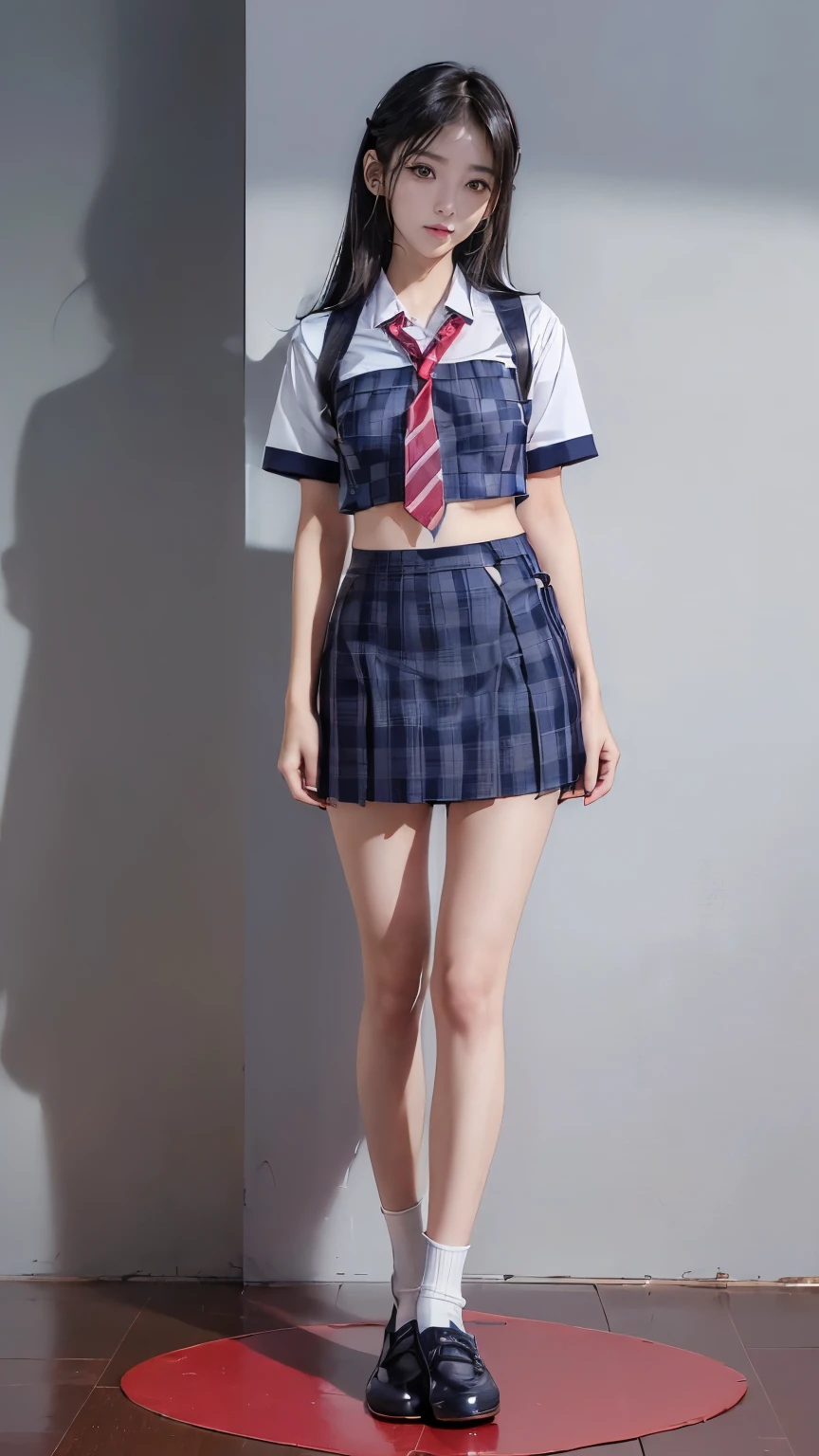 ((masterpiece)),(((最high quality))),(((((Full body shot of a girl taken from the floor:1.7))))),((Photograph the whole body from knee height:1.6)),((((((脚を揃えてPlease stand up straight:1.9)))))),((Thin thighs:1.3)),((Long legs:1.4)),(((Girl standing in a school classroom:1.7))),(((Micro Mini Skirt Uniform:1.6))),((スリムなModel body type:1.8)),((Japan in summer uniform:1.8)),((Wearing a red tie:1.5)),(Wearing a white shirt with short sleeves:1.3),Her erect nipples are clearly visible under her clothes.,(Navy blue checked micro mini skirt:1.7),(16 years old:1.3),bangs,A small smile,((cute女の子)),Slender girl,Black Loafers,(((short white socks up to the ankles,:1.2))),cute,The thighs below the groin are slim and firm,cute,Black hair ponytail,Thin legs,スリムなModel body type,Very small waist,Small hips,Long thighs,Thin thighs,Thin hands,Long hands,((((Full body from belowを撮影する:1.5)))),(((((k-popのIVEのWONYOUNGにそっくりの女の子:1.9))))),((Turn your whole body straight ahead:1.8)),((expensive:1.4)),(Stand with your legs straight without bending your knees:1.7),((Please stand up straight:1.7)),((turn your hips forward:1.7)),The ankles are super thin,beauty,Fine skin,Firm Skin,引き締まったThin legsの肌を細部までリアルに再現,Very detailed, Attention to detail,high quality,Awards,High resolution,(Anatomically correct:1.3),(8k,RAW Photos,最high quality,masterpiece:1.5),(((Photographing a girl'Full body from below))),(((She is taking a picture with three other girls from her class.:1.5))),3人ともスリムでcute,Height 173cm,((脚を揃えてPlease stand up straight:1.7)),((脚を揃えてPlease stand up straight:1.7)),((脚を揃えてPlease stand up straight:1.5)),((脚を揃えてPlease stand up straight:1.7)),(((Keep your back straight:1.8))),((Look forward:1.2)),9頭身beauty,Model body type,((Inseam is half the height:1.3)),Thin thighs,((k-popのIVEのWONYOUNGにそっくりの女の子:1.5)),Tiny and slim waist,((In the background, a classroom with a blackboard and desks is visible.:1.7)),(((beautiful girl)))