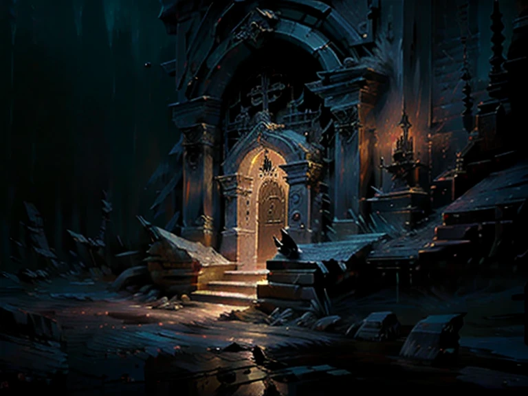 anecdote, dark, dungeon, door, Torch