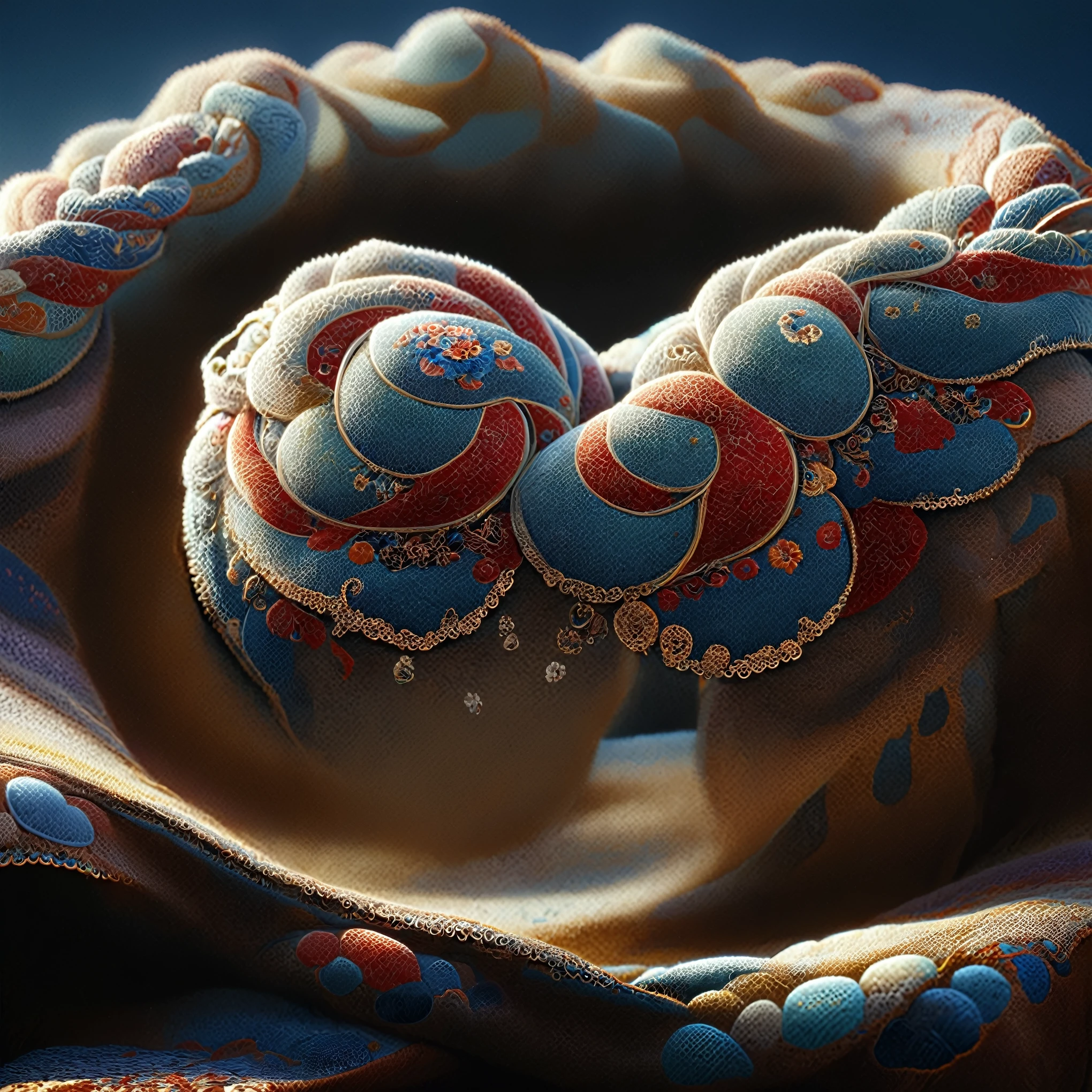 best quality, masterpiece, rich and colorful, detailed, 8K texture, 1.15 Size, 
Intricate details, 
Mongolian embroidery, 
Soft natural light, 
Soft colors, Ray Tracing, light, Blooming effect, Volumetric Light, Glass ring texture, 
Pattern Generation，Hamur pattern，picture
