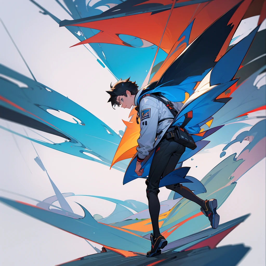 boy,Explorer's attire,Side angle、((Full body view))