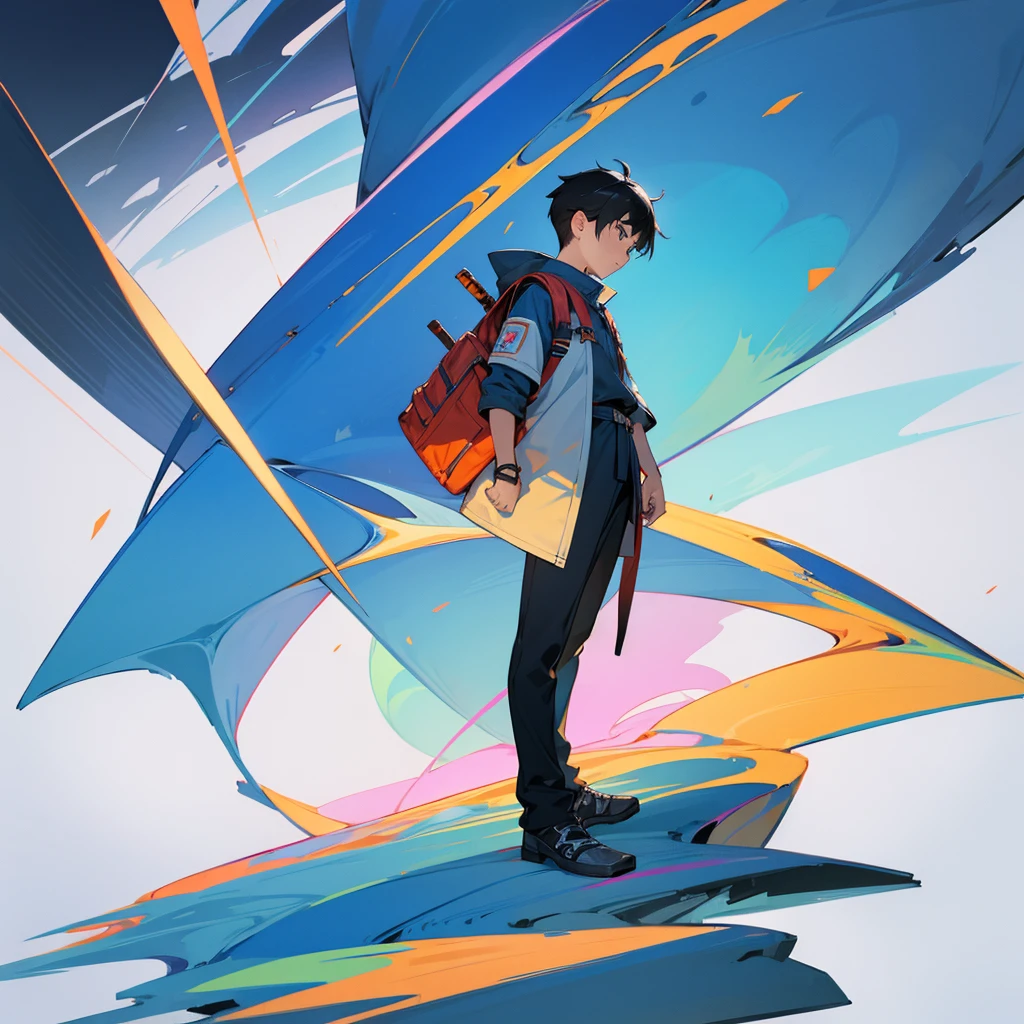 boy,Explorer's attire,Side angle、((Full body view))