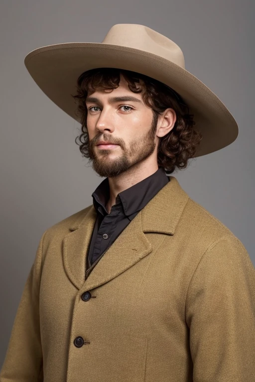 Please generate an image of a handsome western man who looks like Anne of Green Gables. He is 170cm tall and has curly hair.