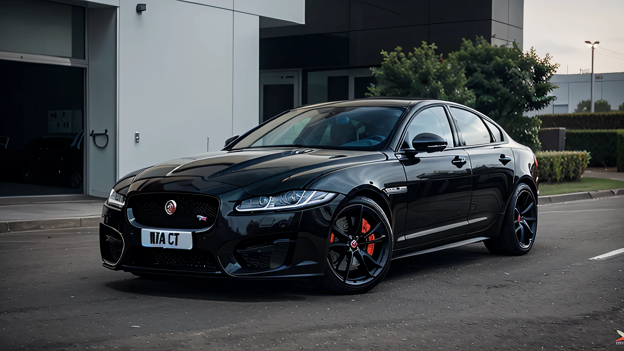 Genrate pure black color Jaguar XF imagine full modify in showroom 