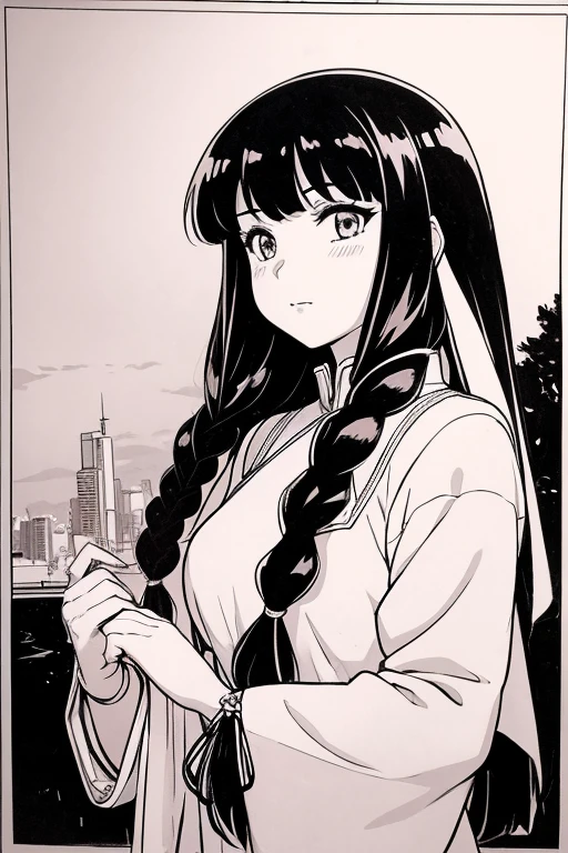 Black and white Japanese manga style loli