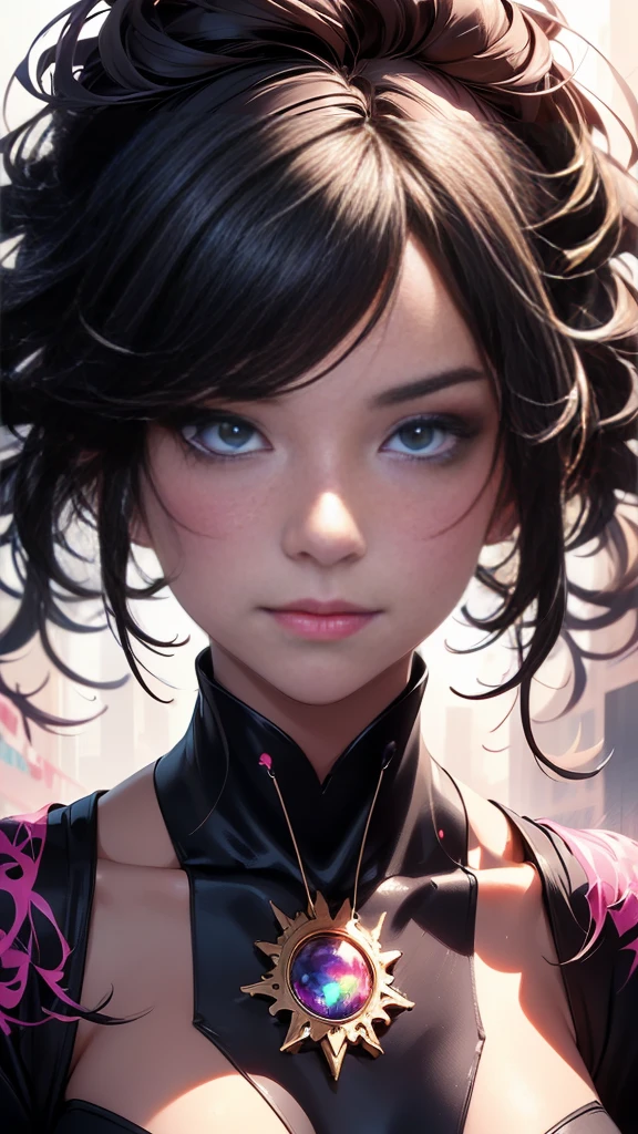 happy girl, centered, looking at the camera, approaching perfection, dynamic, shades of purple, highly detailed, digital painting, art station, concept art, smooth, sharp focus, illustration, art by Carne Griffiths and Wadim Kashin, detailed face, 4k