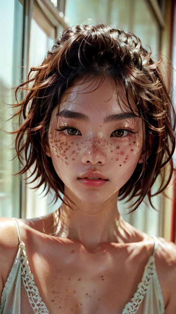 a beautiful japanese college girl with some freckles on her face inspired by hamada hideyaki shot by contax g1 with portra 800 film roll