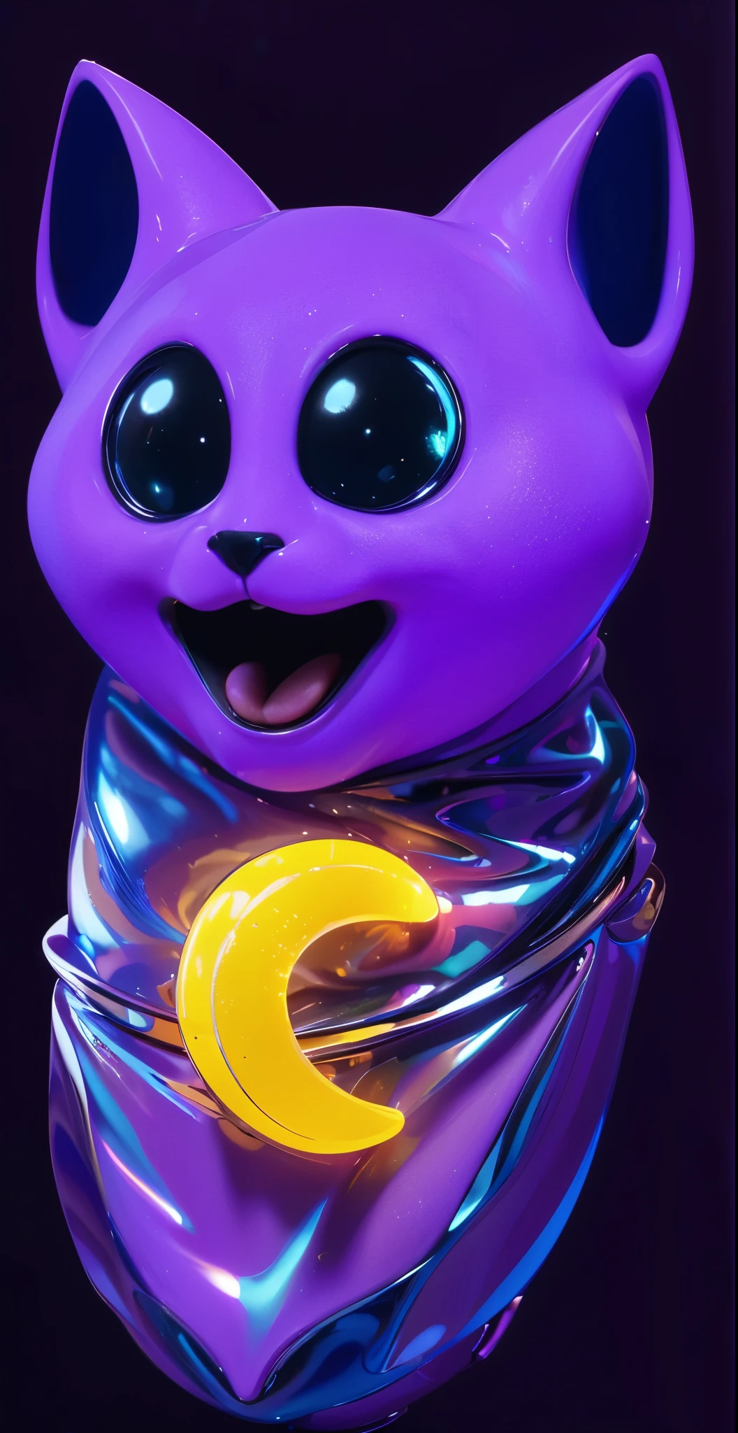 3d render, glossy texture, smooth 3d model, multiple light sources, rim light, sharp post effects render, (glossy plastic texture with multiple big light probe refractions), perfect cgi, smooth silhouette, high intensity refraction, (super glossy material), most beautiful vfx , blue background, plastic refractions, realistic, 4k, high resolution, rim light, photo shoot, commercial photo, profile shot, 4k, rim light, high resolution, 4k, glossy texture, smooth 3d model, multiple light sources, rim light, sharp post effects render, (glossy metallic texture with multiple big light probe refractions), perfect cgi, cgi art created only with gradients, smooth silhouette, high intensity refraction, (super glossy chrome material), most beautiful vfx, blue background, chrome metal refractions, multiple light sources, rim light, sharp post effects render, perfect cgi, digital art, detailed digital art, reflective, best quality, 4k, masterpiece:1.2, ultra-detailed, realistic, vivid colors, dark and moody lighting, The image of the highest quality, ensuring every detail is showcased perfectly. It in 4k resolution, allowing viewers to immerse themselves in the richness of the colors and intricate details. The realistic rendering. under the spotlight, reflecting, high-resolution image, realistic rendering, dark background, and rim light photorealistic The image features three characters standing in front of three houses. The characters are a red-haired mermaid, a purple cat, and an orange dog. They are each holding a yellow maraca