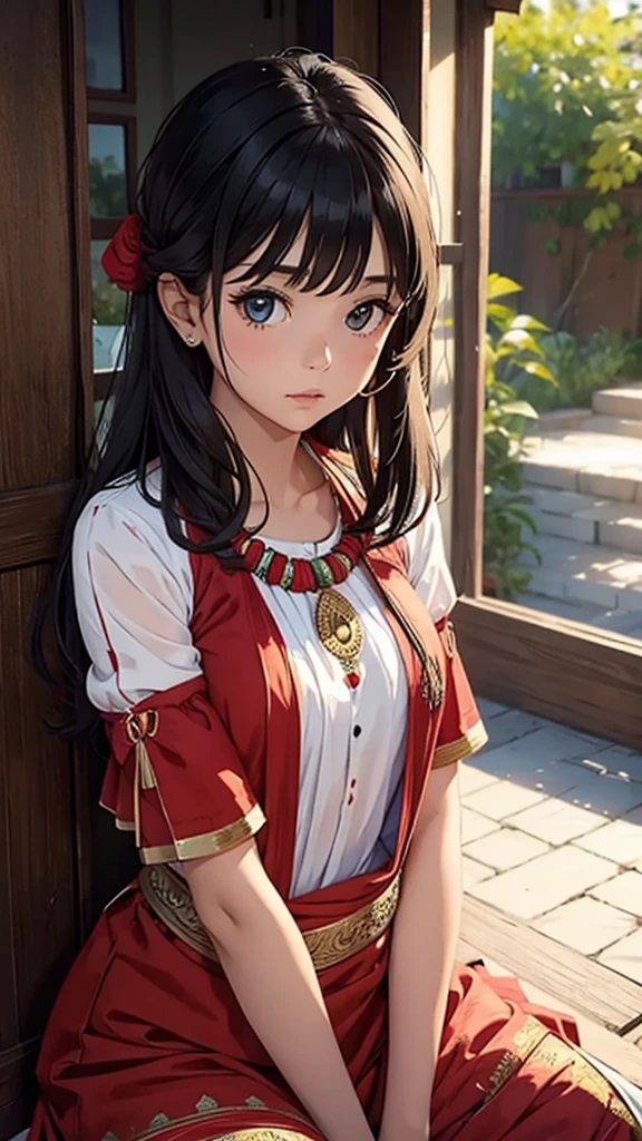 A girl in an indian outfit 