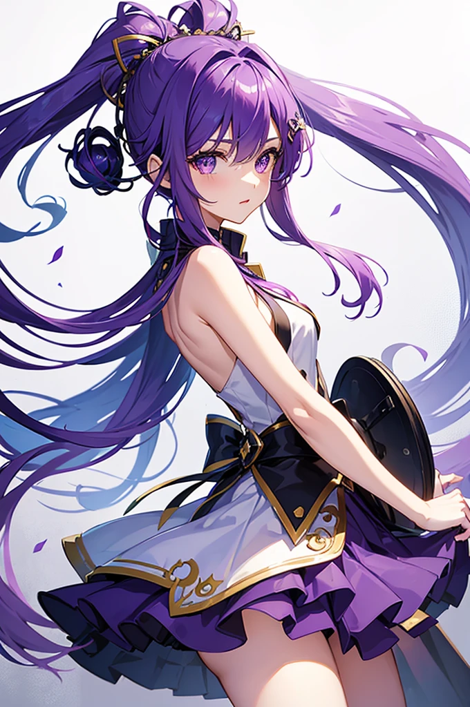 Cute girl with beautiful purple hair wearing a flowing Zario skirt.