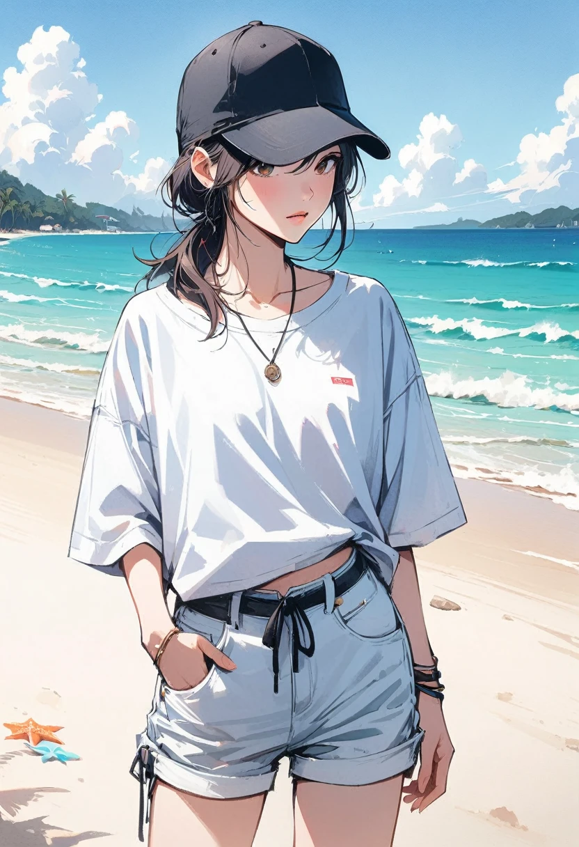 Handsome Tomboy ,Loose-fitting clothing, Beach