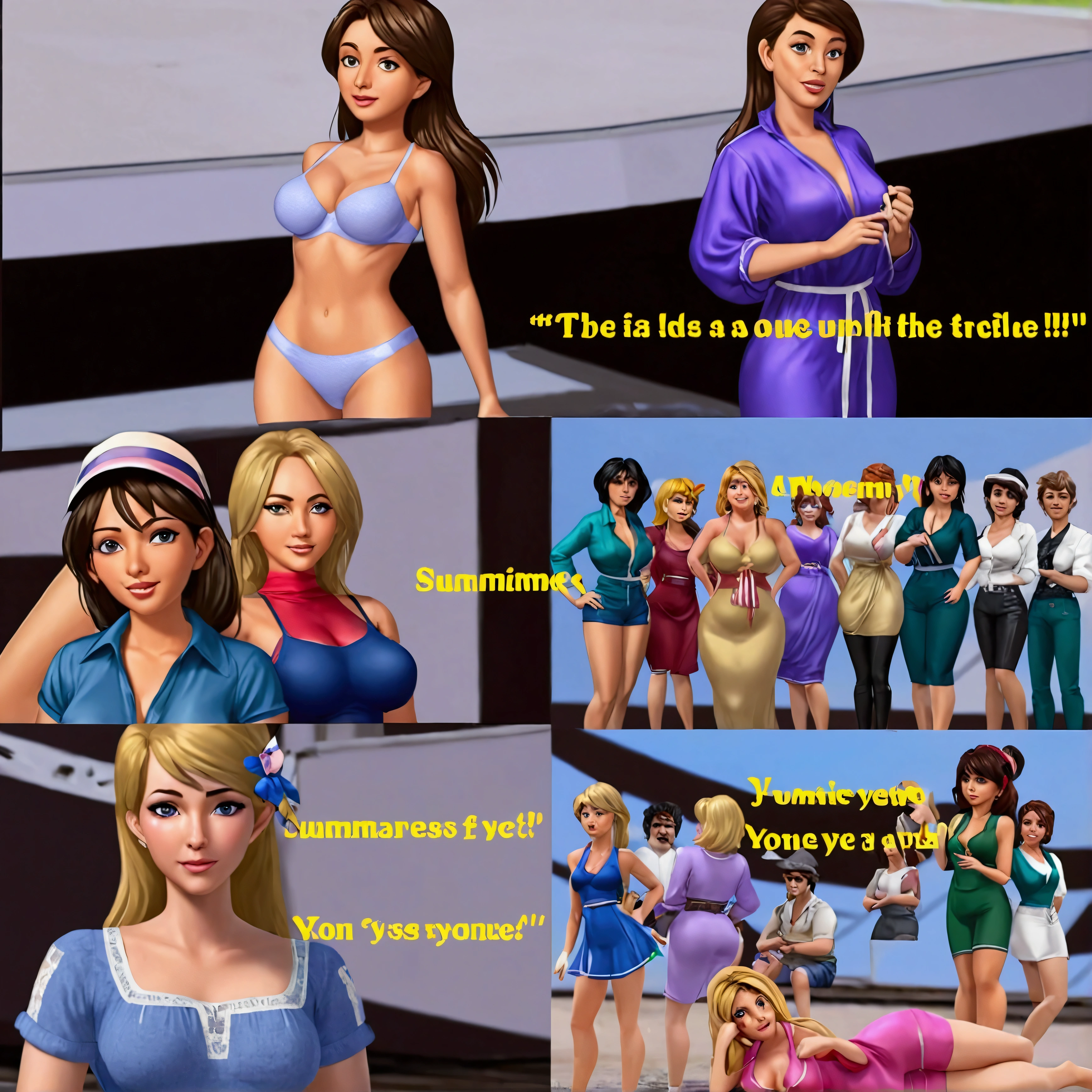 Create a porn scene for the game summertime saga and include the protagonist in the scene, a Jenny a Debbie y a Daisy