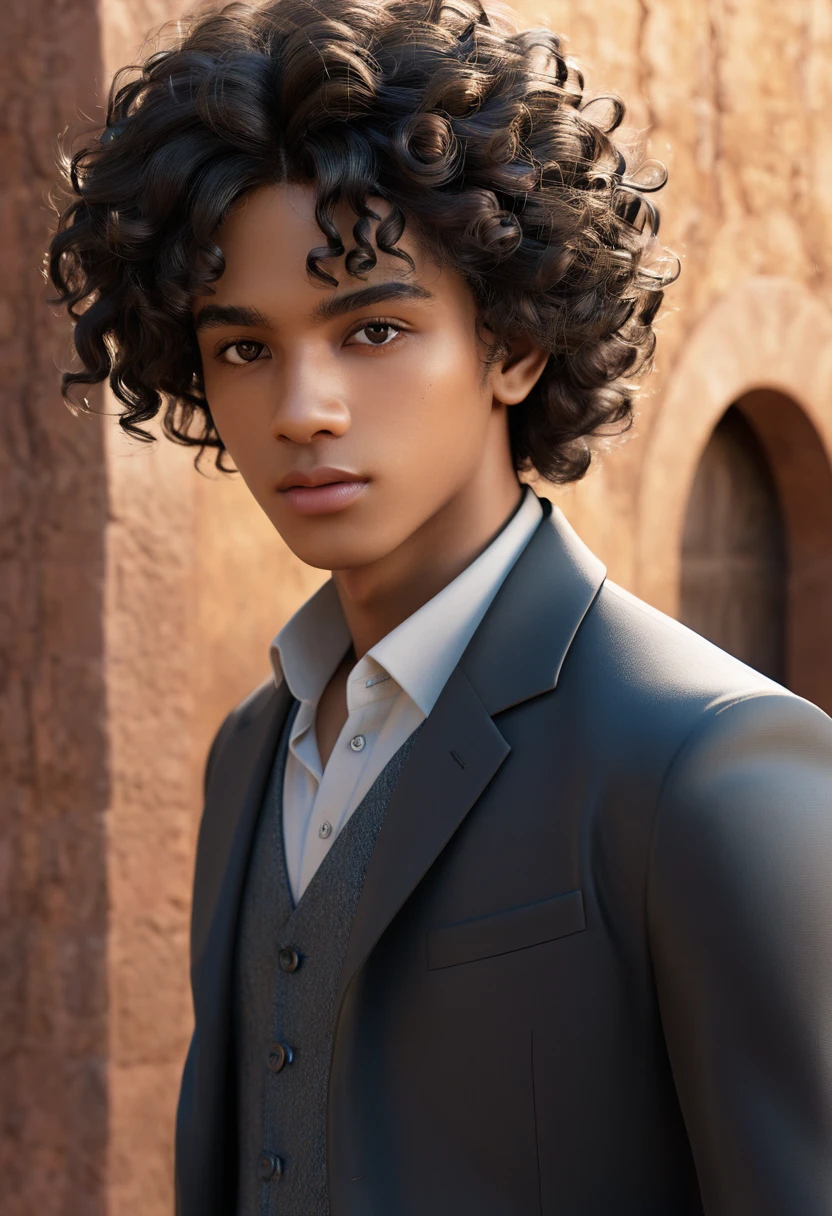 (masterpiece, high quality, Detailed CG 8k wallpapers and beautiful illustrations) Miguel, A young and talented Afro-Latino wizard: dark, Thin, curls, 17 years old, heterochrony, (main character).