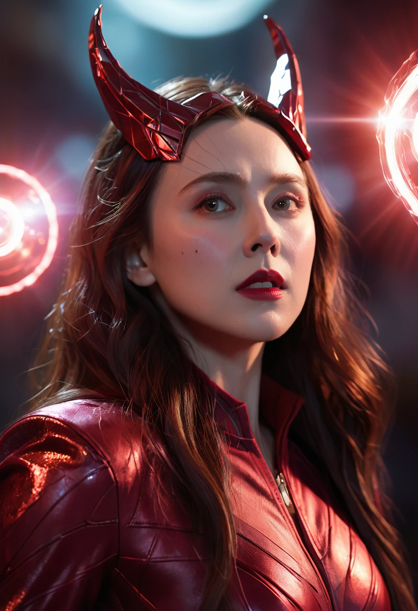 Impasto Oil Painting of a Woman, profile , Look at the front,doa、fold hand with、 The background is outer space,Red Galaxy、 a closeup, hyper - realistic oil painting. masterpiece artwork.