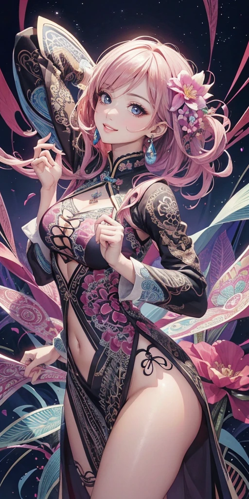 Official Art, unity 8k wallpaper, Super detailed, beautifully、aesthetic, masterpiece, Highest quality, Chinese style, (zenTangle, Mandala, Tangle, enTangle), Flower Ecstasy, One girl, Very detailed, Dynamic Angle, Cowboy Shot, The most beautiful form of chaos, elegant, Brutalist design, Vibrant colors, Romanticism, James Jean, Robbie Dowie Anton, Ross Tran, Francis Bacon, It was freezing cold, Adrian's genius, Petra Cortright, Gerhard Richter, takato yamamoto, Ashley Wood, Atmospheric