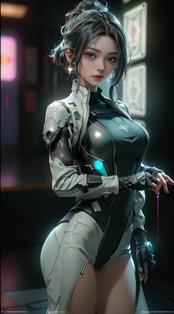 ((Highest quality)), ((masterpiece)), (detailed:1.4), 3d, Beautiful cyberpunk woman image,High resolution (High Dynamic Range),Ray Tracing,NVIDIA,Super Resolution,Unreal 5,tered beneath the surface,PBR Texturing,Post-processing,Anisotropic Filtering,Depth of written boundary,Maximum clarity and sharpness,Multilayer Texture,Albedo and Specular Maps,Surface Shading,Accurate simulation of light-matter interfect Proportions,Octane Rendering,Two-tone lighting,wide aperture,Low ISO,White balance,Three-part method,8K RAW,Server room with LED lights