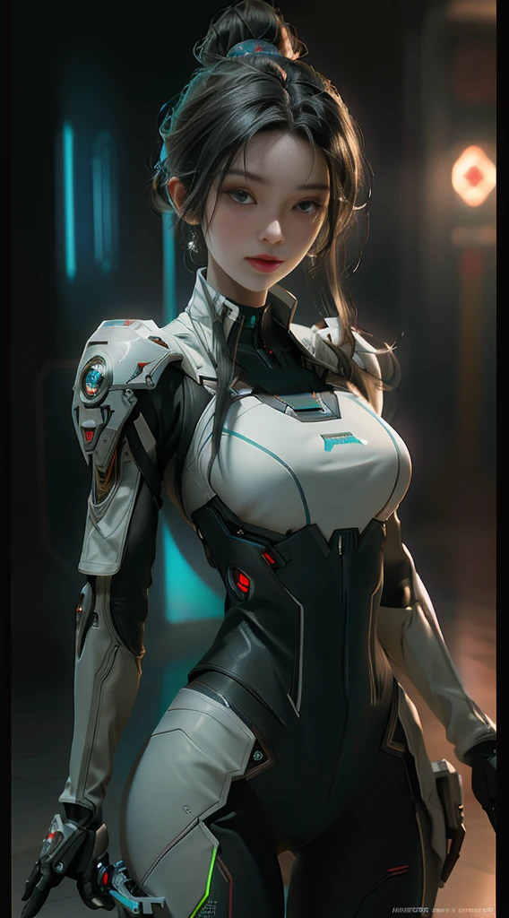 ((Highest quality)), ((masterpiece)), (detailed:1.4), 3d, Beautiful cyberpunk woman image,High resolution (High Dynamic Range),Ray Tracing,NVIDIA,Super Resolution,Unreal 5,Scattered beneath the surface,PBR Texturing,Post-processing,Anisotropic Filtering,Depth of written boundary,Maximum clarity and sharpness,Multilayer Texture,Albedo and Specular Maps,Surface Shading,Accurate simulation of light-matter interactions,Perfect Proportions,Octane Rendering,Two-tone lighting,wide aperture,Low ISO,White balance,Three-part method,8K RAW,Server room with LED lights