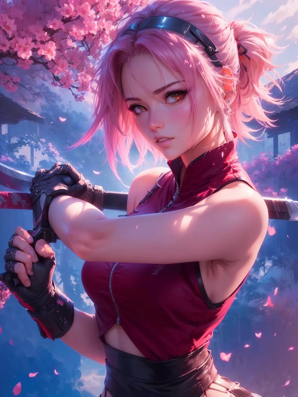 a close up of a person holding a sword in a field, badass anime 8 k, alena aenami and artgerm, anime style 4 k, ig model | artgerm, ross tran 8 k, extremely detailed artgerm, 🌺 cgsociety, deviantart artstation cgscosiety, artgerm and atey ghailan, sakura haruno