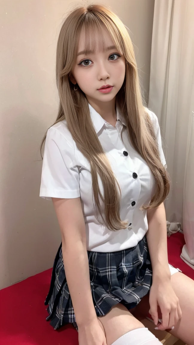 ((最high quality,masterpiece,high quality))gravure,Small face, 最high quality, shape, Very detailed, High resolution, 8k wallpaper, 完璧なダイナミックな構shape, Beautiful and detailed、Big eyes,Long eyelashes:1.35,Natural color lip, Bold sexy pose,
1girl, 1man, sitting, spread legs, (fingering from behind:1.2), breast grab from behind, cowboy shot,, BREAK girl, 18 yo, (loli:1.3), (large breasts:1.3), (blond hair:1.2), (medium long hair:1.2), (hair between eyes:0.5), (straight hair:1.3), grey eyes, (tareme:1.1),
nsfw
closed eyes, heavy breathing, frown, half open mouth, (wavy mouth:0.8), sweat, blush,

(school uniform), (white collared shirt, plain pattern shirt, short sleeves, shirt tucked in:1), (red plain pattern narrow neck ribbon:1.1), (button gap:1.2),
(black and grey plaid pattern skirt:1), (pleated skirt, miniskirt:1.2),
(white lace panties:1.2), pussy juice stain
classroom