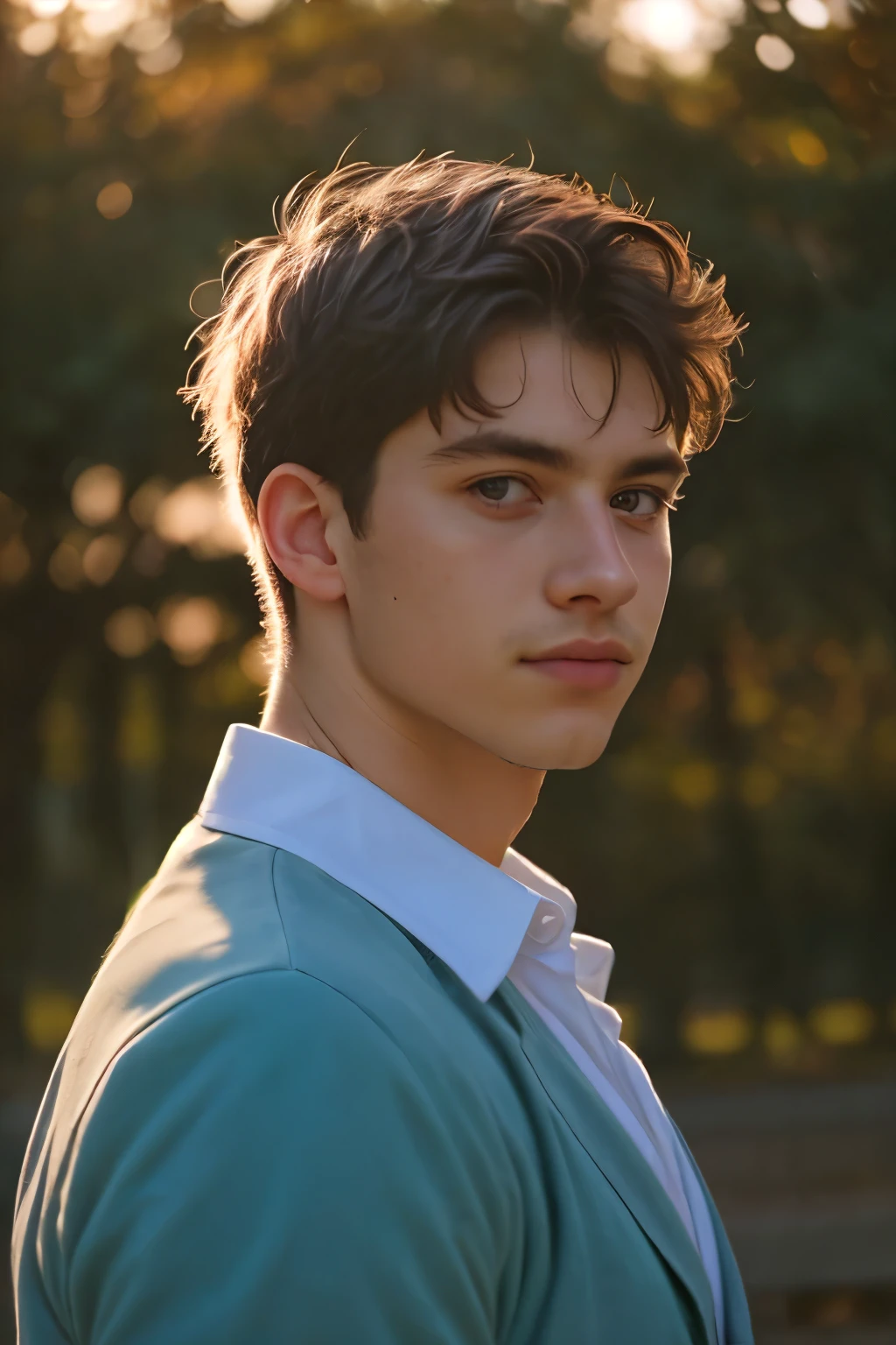 Handsome Men Portrait, shot on leica, shadowplay, gorgeous lighting, subtle pastel hues, outdoors ,solo,pretty 