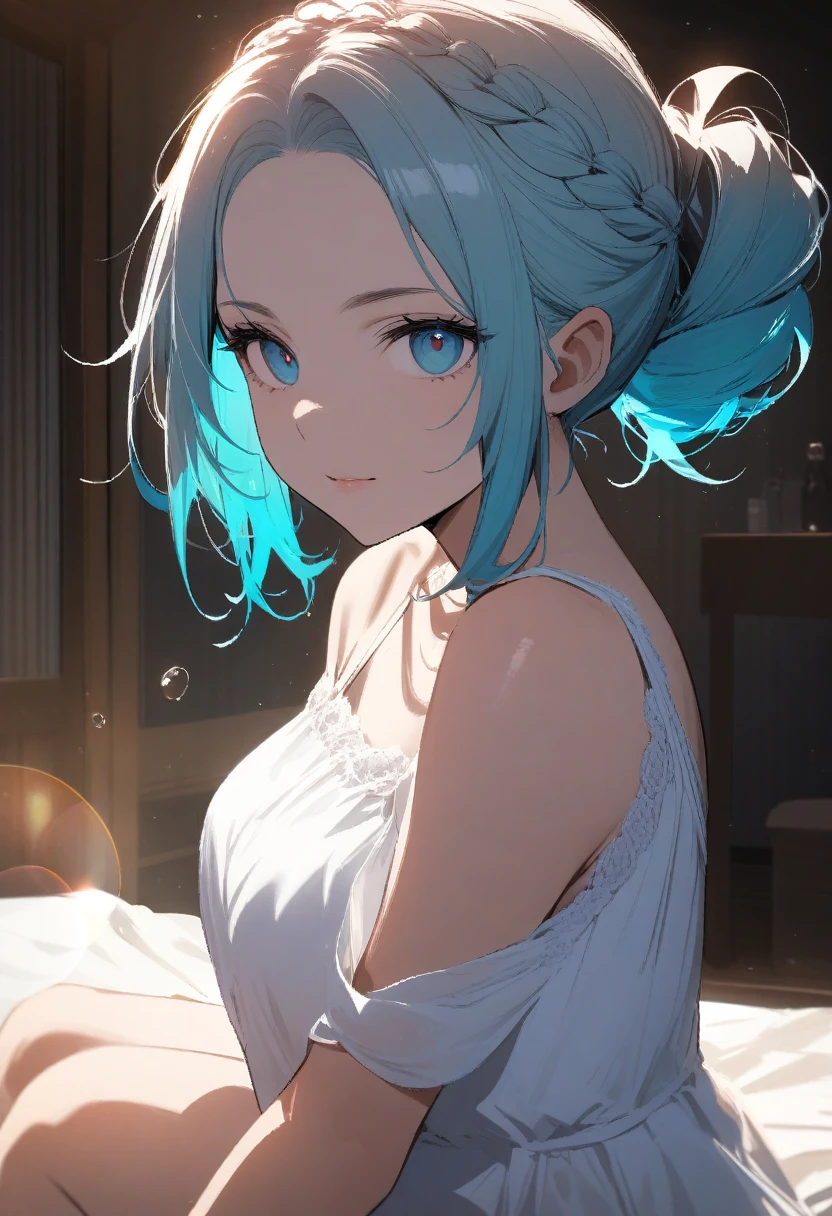 One Girl,The breasts are only slightly swollen。, (Inner color hairstyle), Beautiful Hair, Facial Contour, Remember, , Hotel, splash, Lens flare, noon, bright, Natural Color, High resolution, Very delicate, Very detailed, 8k,((Sexual))