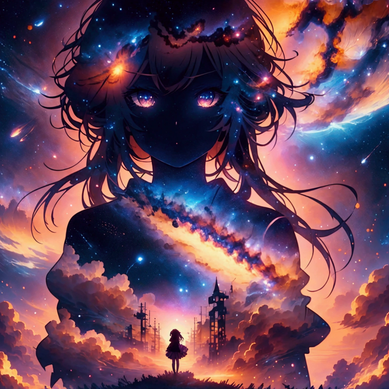 Anime girl standing on the roof looks at the night sky with stars, Anime Wallpaper4k, Anime Wallpaper 4k, 4K Anime Wallpaper, Anime Art Wallpapers 8K, anime art wallpaper 4k, anime art wallpaper 4k, Anime Style 4K, Makoto Shinkai Cyril Rolland, 4K Manga Wallpapers, Anime Wallpaper, Awesome Wallpapers, meteor