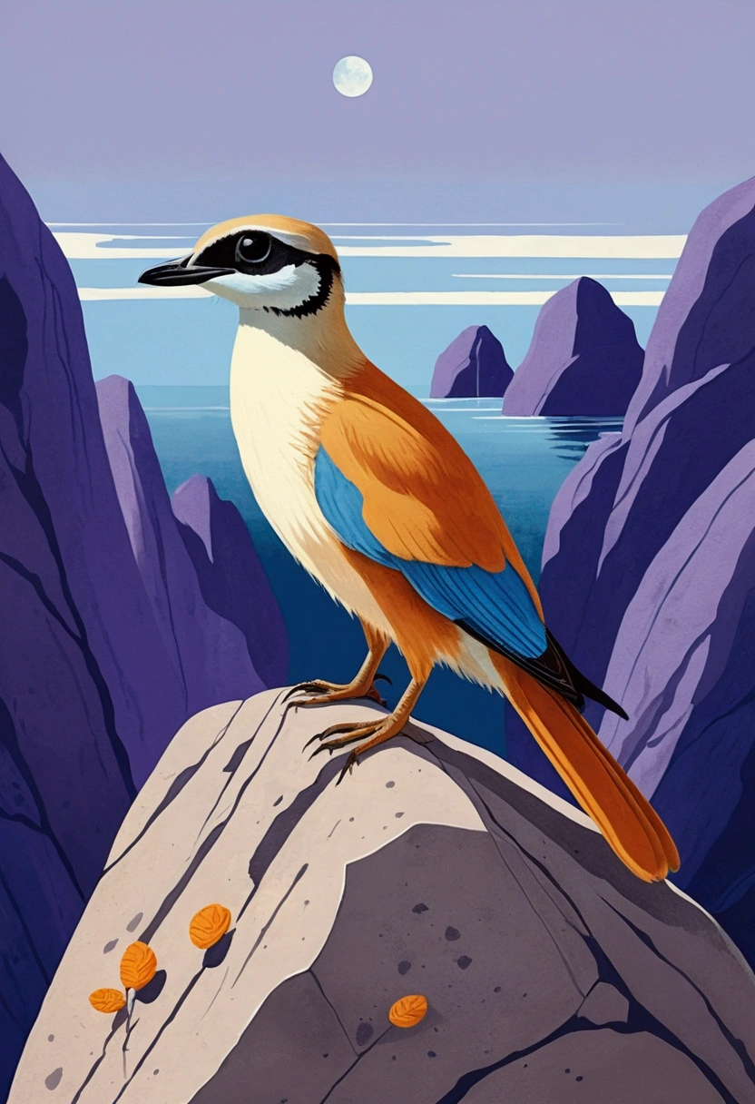 There is a small animal standing on the rock, Wildlife illustrations, inspired author:Martin Post, Digital illustration style, Fertility illustration, A beautiful tall painting, 2d gouache illustration, author:Martin Post, Low Detail. Digital Painting, author Lee Loughridge, matte gouache illustration, Color illustrations, Digital Illustrations -, Digital Cartoon Painting Art