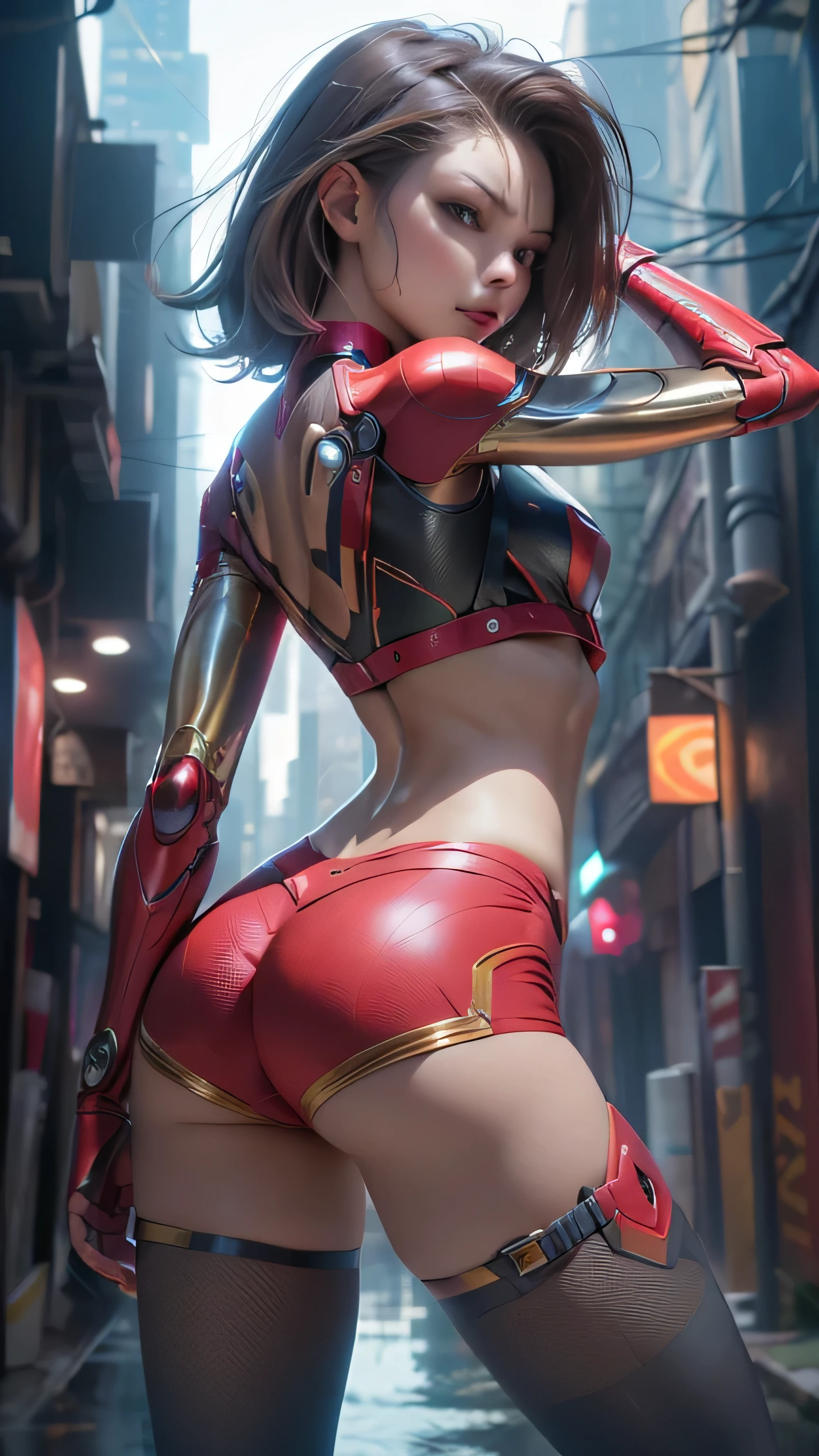NSFW、((flat chest))、((Rogel))、(((Photo from the front of the body)))、highest quality、best image quality、masterpiece、Creating Japanese Women, Day Park Bench, black shiny hair, 15 year old student, Ponytail hair with bangs, Blue eyes and Igamem Realistic RAW 8K, The top of a skyscraper shining in the blue sky, Lens Tips, Superman, ((Uniform style separate costume for athletics))、(((No sleeve)))、Supermans super garment is metallic blue、abs、(((Small red metallic panties))), (((High leg)))、(((camel toe))), bulge in pants, female pervert々Lion Junior, (embarrassing)、blush, ((Sweat)), Superman symbol on background、((((squatting on the ground))))、(((squat)))、((((Open your crotch wide from side to side)))), (((Please spread your legs and show me)))、(((Long boots in red metallic stiletto heels)))、(((arm behind head)))、(show off your armpits)、look at the audience、Please show your crotch to the viewer、professional photography、professional lighting、natural soft light、