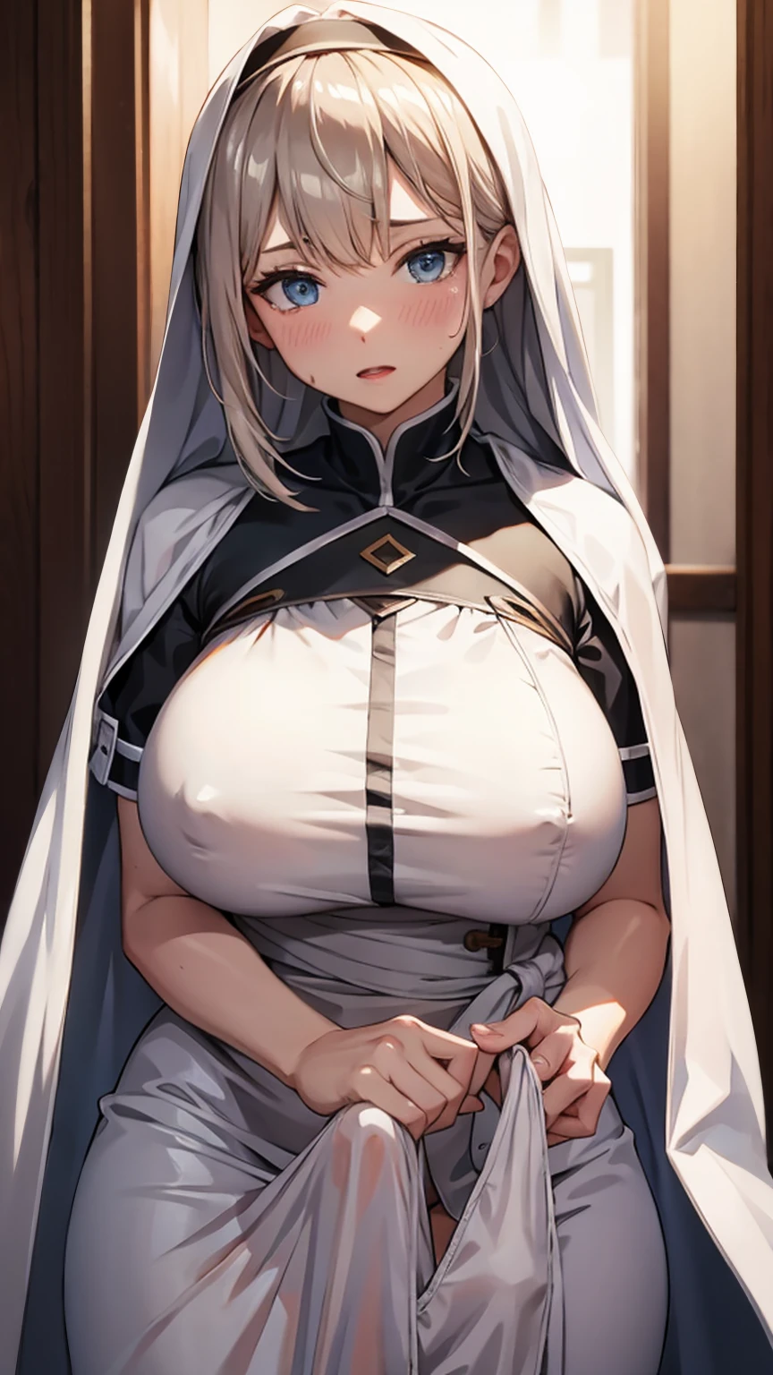 Erection under the cloth, Are standing, Huge breasts